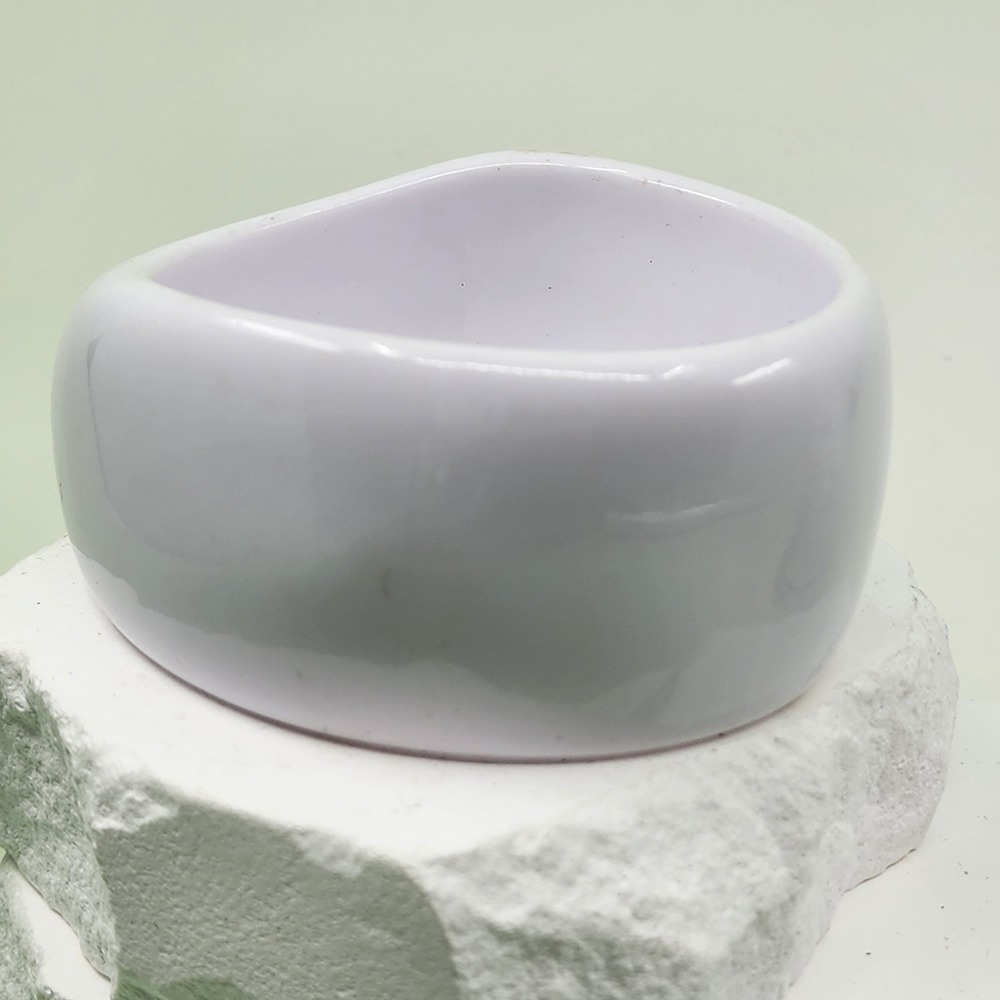 White Glossy Acrylic Resin Chunky Wide Sculptural Statement Bangle Bracelet